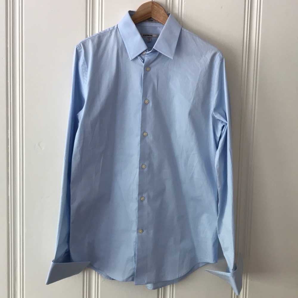 Express button down dress shirt with French cuffs.